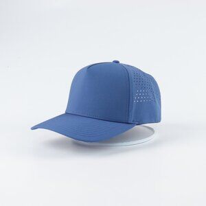 Blank 5 Panel Performance Structured Hats- 12 pack in Color Blue
